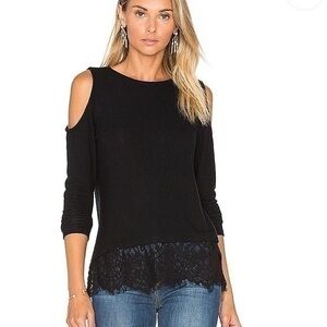 Generation Love black cold shoulder lace sweater medium